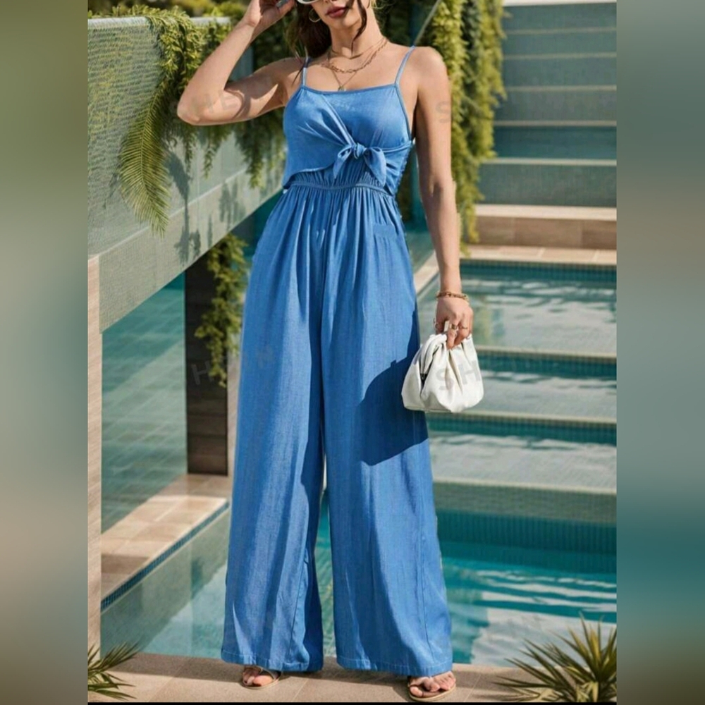 Shein Imitation Denim Cami Jumpsuit